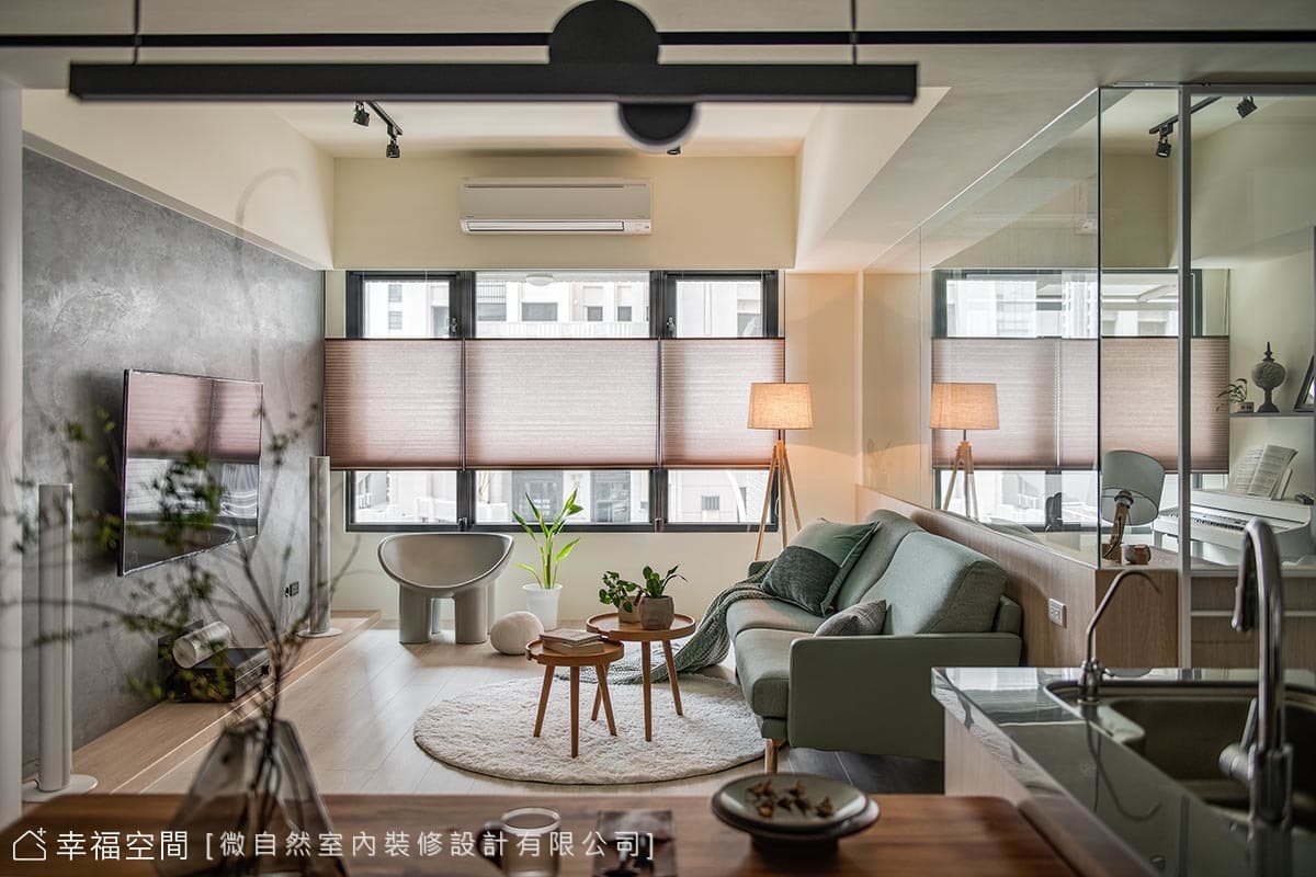 來一抹灰綠 暖陽下的自然靜謐雙人寓所│北歐風│29坪